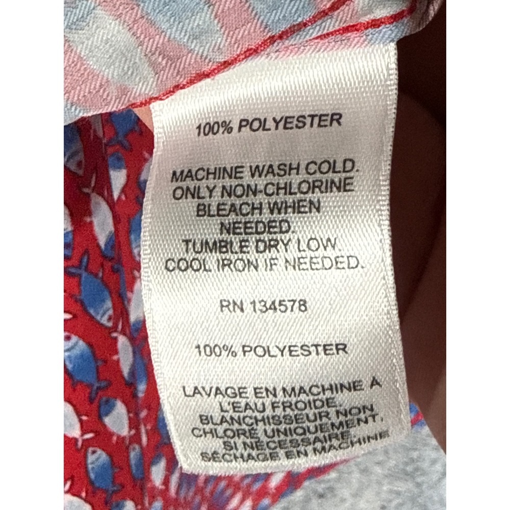 Vineyard Vines Mens Medium Performance Fish Print Short Sleeve Button Down Shirt - Picture 4 of 13